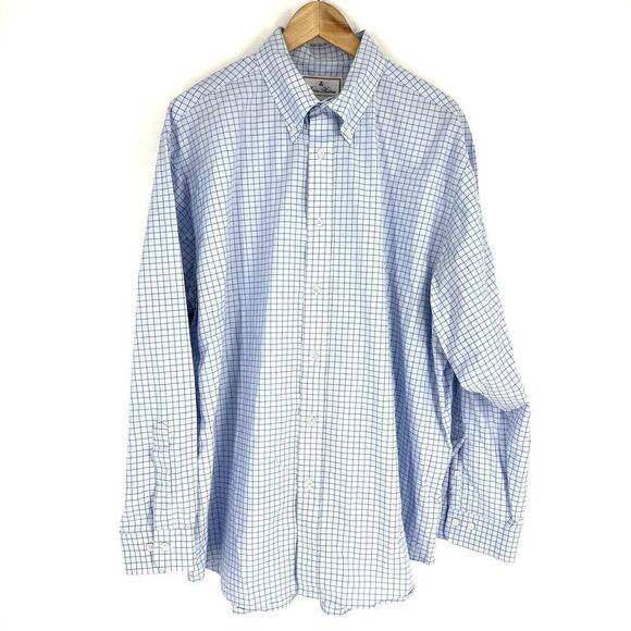Brooks Brothers Thomas Mason Shirt Size XL Blue Luxury Collection Check Madison - Picture 1 of 9